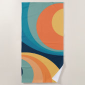 レトロカラフルサークルデザイン ビーチタオル (正面)