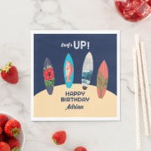 レトロカラフルサーフボードサーフアップバースデーパーティー スタンダードランチョンナプキン (インサイチュ)