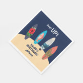 レトロカラフルサーフボードサーフアップバースデーパーティー スタンダードランチョンナプキン (角)