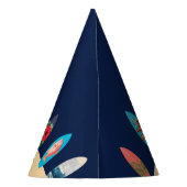 レトロカラフルサーフボードサーフアップバースデーパーティー パーティーハット (裏面)