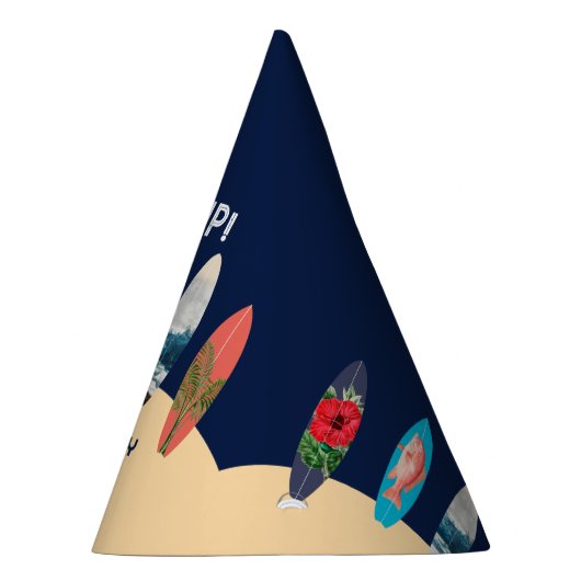 レトロカラフルサーフボードサーフアップバースデーパーティー パーティーハット (右)