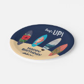 レトロカラフルサーフボードサーフアップバースデーパーティー ペーパープレート (アングル)