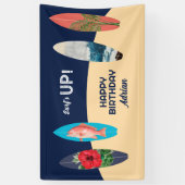 レトロカラフルサーフボードサーフアップバースデーパーティー 横断幕 (縦)