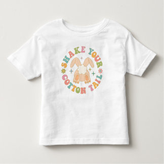 レトロカラフルシェイクユコットンテールバニーイースター トドラーTシャツ