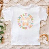 レトロカラフルシェイクユコットンテールバニーイースター トドラーTシャツ