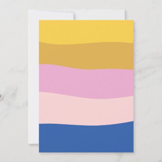 レトロカラフルシェイプユニークブルーベビーシャワー 招待状 (裏面)