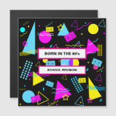 レトロカラフルシェイプ生まれ80の学校懇親会 マグネット招待状 (正面/裏面)