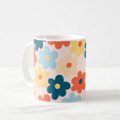 レトロカラフルシック鮮やかフローラY2Kインスパイア コーヒーマグカップ (正面左)