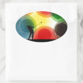 レトロカラフルシルエットゴルファー 楕円形シール (バッグ)