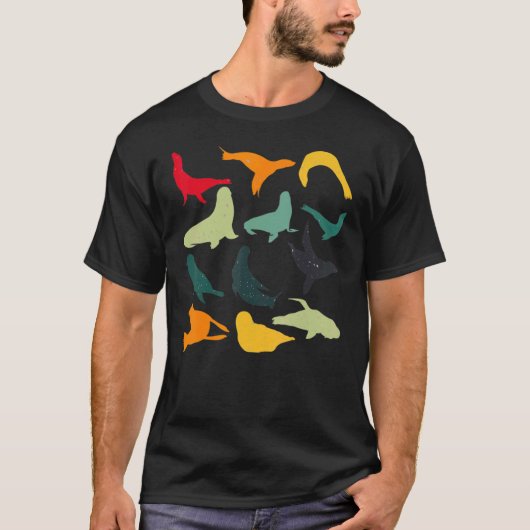 レトロカラフルシーライオン Tシャツ (正面)