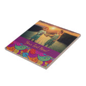 レトロカラフルジュエル渦巻形の音波模様 タイル (側面)