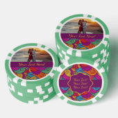 レトロカラフルジュエル渦巻形の音波模様 ポーカーチップ (積み重ね)