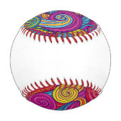 レトロカラフルジュエル渦巻形の音波模様 野球ボール (裏面)