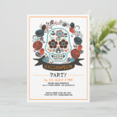 レトロカラフルスカルハローウィンパーティ招待状 招待状 (スタンド正面)