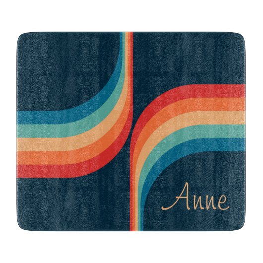 レトロカラフルスタイルのアーチ カッティングボード (正面)