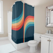 レトロカラフルスタイルのアーチ シャワーカーテン (インサイチュ)