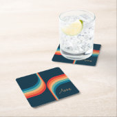 レトロカラフルスタイルのアーチ スクエアペーパーコースター (インサイチュ)