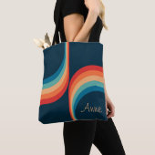 レトロカラフルスタイルのアーチ トートバッグ (クローズアップ)
