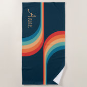 レトロカラフルスタイルのアーチ ビーチタオル (正面)