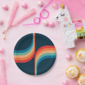 レトロカラフルスタイルのアーチ ペーパープレート (パーティー)