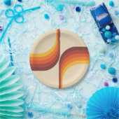 レトロカラフルスタイルのアーチ ペーパープレート (パーティー)