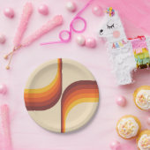 レトロカラフルスタイルのアーチ ペーパープレート (パーティー)