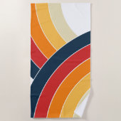 レトロカラフルスタイルのダブルアーチ ビーチタオル (正面)