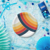 レトロカラフルスタイルのダブルアーチ ペーパープレート (パーティー)