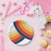 レトロカラフルスタイルのダブルアーチ ペーパープレート (パーティー)