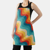 レトロカラフルスタイルの対角波 エプロン (インサイチュ)