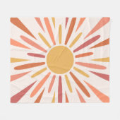 レトロカラフルスタイルサンシャインデザイン フリースブランケット (正面(横))