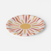 レトロカラフルスタイルサンシャインデザイン ペーパープレート (アングル)