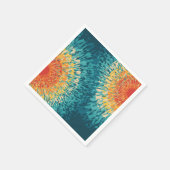 レトロカラフルスタイル太陽のフレア スタンダードカクテルナプキン (角)