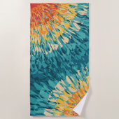 レトロカラフルスタイル太陽のフレア ビーチタオル (正面)