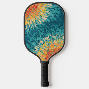 レトロカラフルスタイル太陽のフレア ピックルボールラケット
