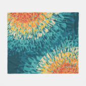 レトロカラフルスタイル太陽のフレア フリースブランケット (正面(横))