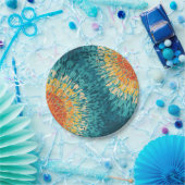 レトロカラフルスタイル太陽のフレア ペーパープレート (パーティー)