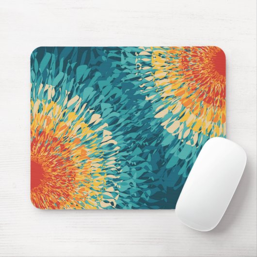 レトロカラフルスタイル太陽のフレア マウスパッド (マウス)