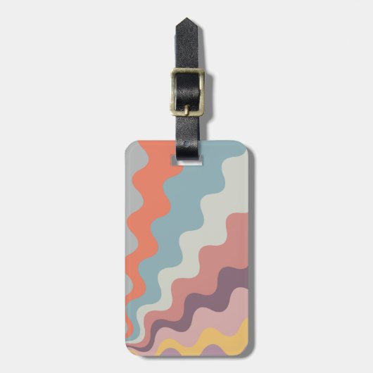レトロカラフルスタイル対角波 ラゲッジタグ (正面縦)