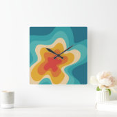 レトロカラフルスタイル旋回デザイン スクエア壁時計 (ホーム)