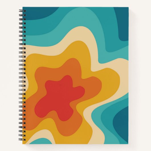 レトロカラフルスタイル旋回デザイン ノートブック (正面)