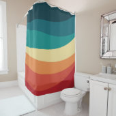 レトロカラフルスタイル曲線デザイン シャワーカーテン (インサイチュ)