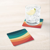 レトロカラフルスタイル曲線デザイン スクエアペーパーコースター (インサイチュ)