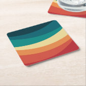 レトロカラフルスタイル曲線デザイン スクエアペーパーコースター (アングル)