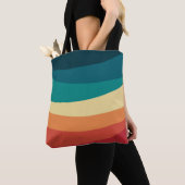 レトロカラフルスタイル曲線デザイン トートバッグ (クローズアップ)