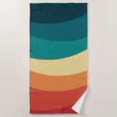 レトロカラフルスタイル曲線デザイン ビーチタオル (正面)