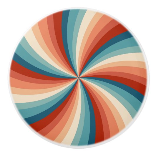 レトロカラフルスタイル波の太陽光線 セラミックノブ (正面)