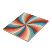 レトロカラフルスタイル波の太陽光線 タイル (側面)