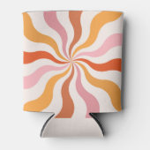 レトロカラフルスタイル波の太陽光線 缶クーラー (正面)