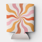 レトロカラフルスタイル波の太陽光線 缶クーラー (裏面)